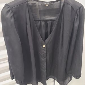 41hawthorn blouse black size large, pearl buttons